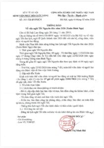 Thông báo về việc nghỉ Tết Nguyên đán Bính Ngọ 2026