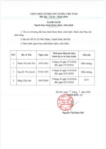 DANH SÁCH NGƯỜI THỰC HÀNH KHÁM BỆNH, CHỮA BỆNH