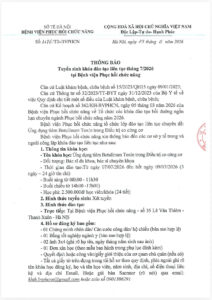 THÔNG BÁO Tuyển sinh khóa đào tạo liên tục tháng 7/2026 tại Bệnh viện Phục hồi chức năng