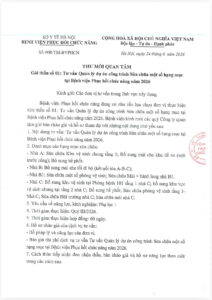 THƯ MỜI QUAN TÂM Gói thầu số 1: Tư vấn Quản lý dự án công trình Sửa chữa một số hạng mục tại Bệnh viện Phục hồi chức năng năm 2026