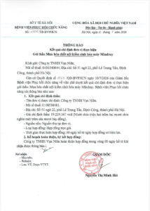 THÔNG BÁO Kết quả chỉ định đơn vị thực hiện Gói thầu mua sắm hóa chất nội kiểm sinh hóa máy Mindray