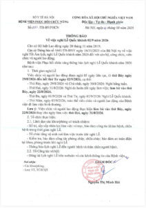 THÔNG BÁO Về việc nghỉ Lễ Quốc khánh 02/9 năm 2026