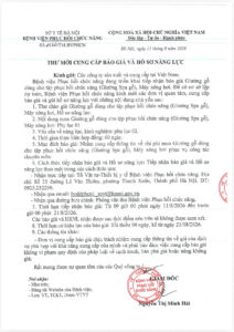 THƯ MỜI CUNG CẤP BÁO GIÁ VÀ HỒ SƠ NĂNG LỰC