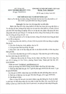 THƯ MỜI BÁO GIÁ VÀ HỒ SƠ NĂNG LỰC